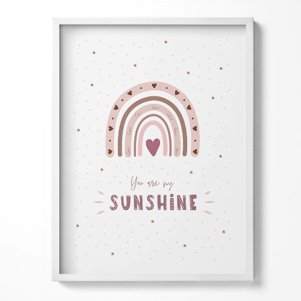 Obraz w ramce Urocza ilustracja tęczy i napis "You are my sunshine"