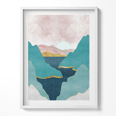 Obraz w ramce Modna ilustracja gór i rzek
