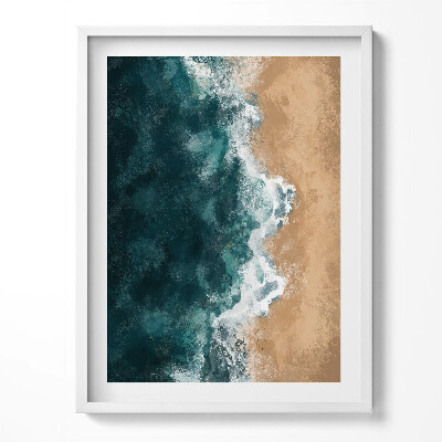 Obraz w ramce Ilustracja fal morskich i plaży z lotu ptaka