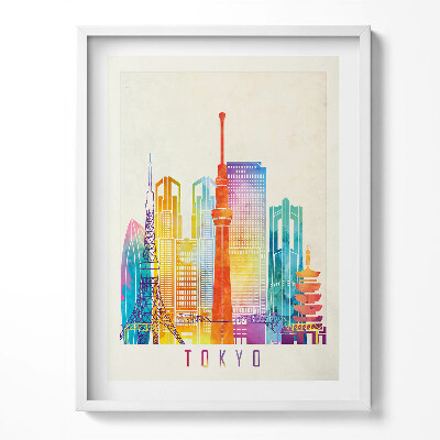 Obraz w ramce Kolorowa ilustracja miasta Tokio w Japonii