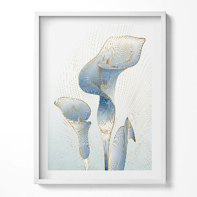 Obraz w ramce Ilustracja kwiatów ze złotem