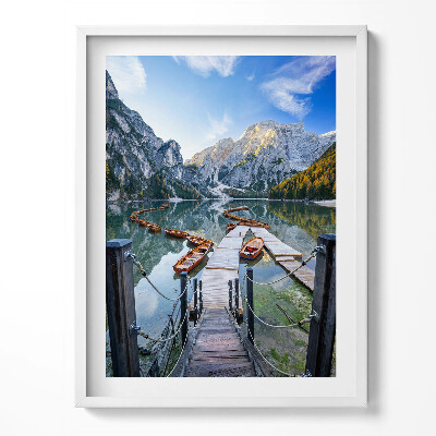 Obraz w ramce Łodzie na górskim jeziorze