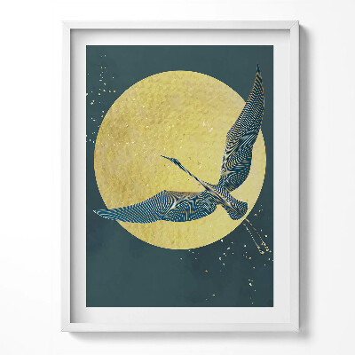 Obraz w ramce Abstrakcja żuraw na złotym słońcu