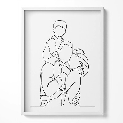 Obraz w ramce Line-art szczęśliwej rodziny z dzieckiem
