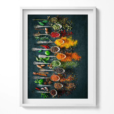 Obraz w ramce Łyżki z kolorowymi przyprawami