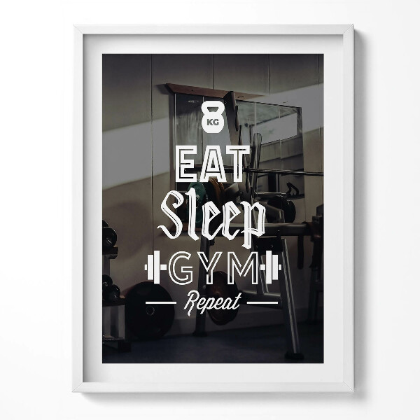 Obraz w ramce Motywacyjny napis "Eat sleep gym repeat"