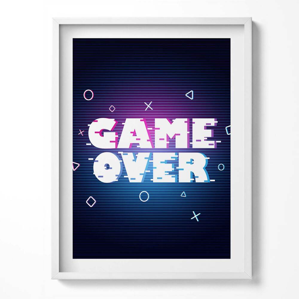 Obraz w ramce Stylizowany napis dla gracza "Game over"