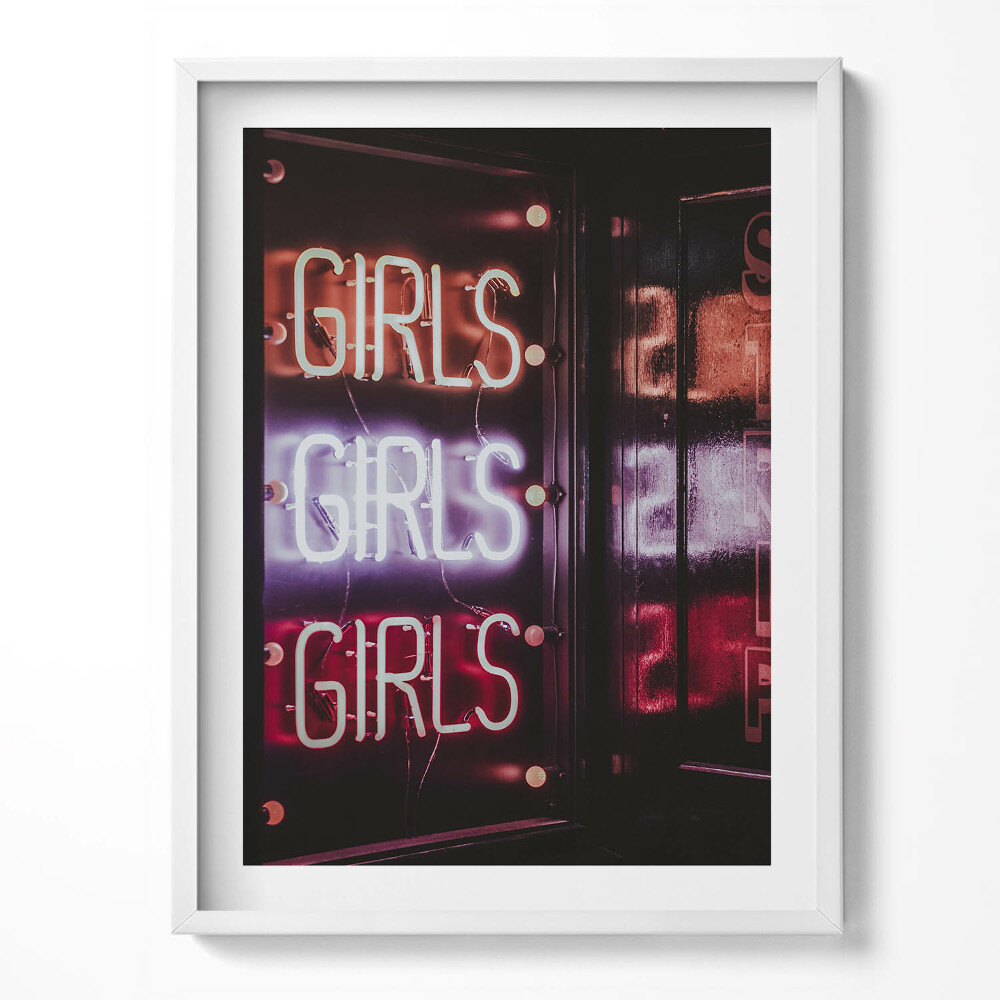 Obraz w ramce Świecące neony "Girls"