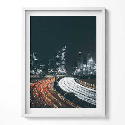 Obraz w ramce Ruchliwe ulice miasta nocą