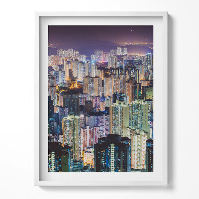 Obraz w ramce Rożswietlone miasto nocą