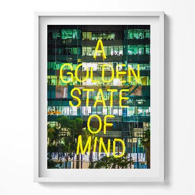 Obraz w ramce Zółte neony na budynku