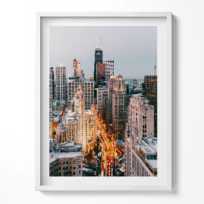 Obraz w ramce Panorama wielkiego miasta wieczorem