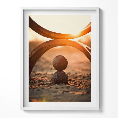 Obraz w ramce Dwie kamienne kule na plaży ZEN