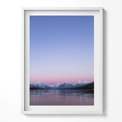 Obraz w ramce Pejzaż gór i jeziora, minimalizm