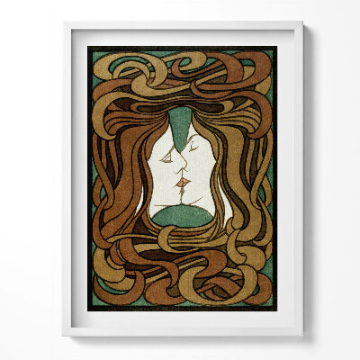 Obraz w ramce Ilustracja pocałunku dwóch kobiety