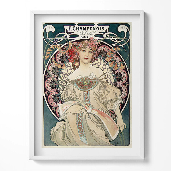 Obraz w ramce Ilustracja kobiety - Alfons Mucha