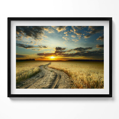 Obraz z ramką Polna droga i zachód słońca