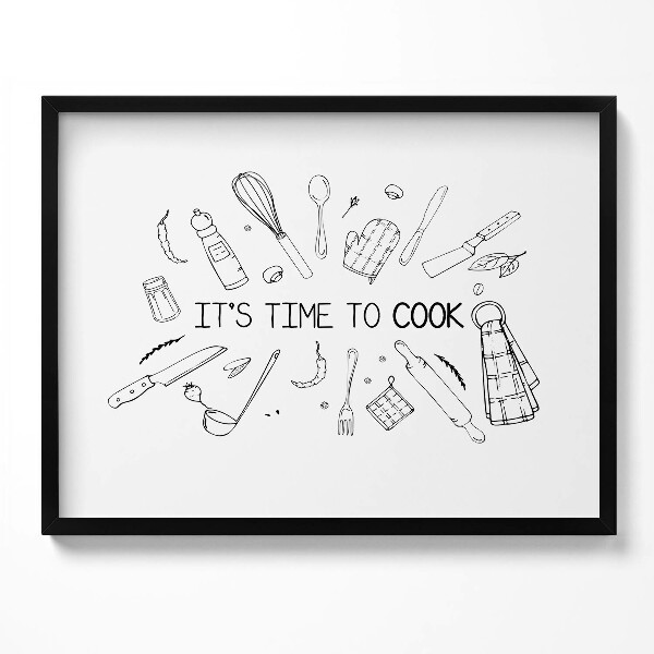Obraz z ramką It's time to cook - napis kuchenny