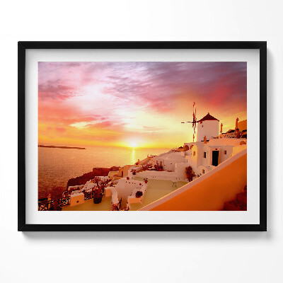 Obraz z ramką Santorini ze starym wiatrakiem