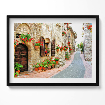 Obraz z ramką Malownicza uliczka z kwiatami