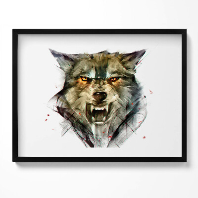 Obraz z ramką Rysowany portret wilka