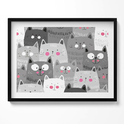 Obraz z ramką Wzór z kotami