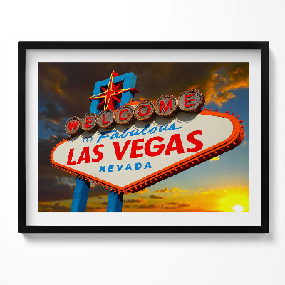 Obraz z ramką Znak Las Vegas o zachodzie słońca