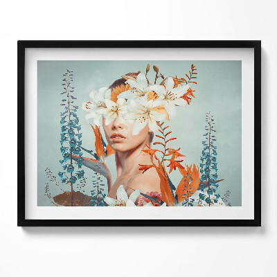 Obraz z ramką Abstrakcja kobieta z kwiatami
