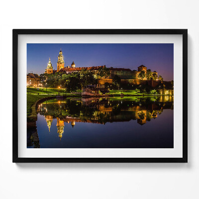 Obraz z ramką Wawel nocą Wisła
