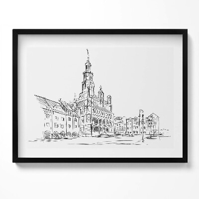 Obraz z ramką Poznań szkic starego miasta