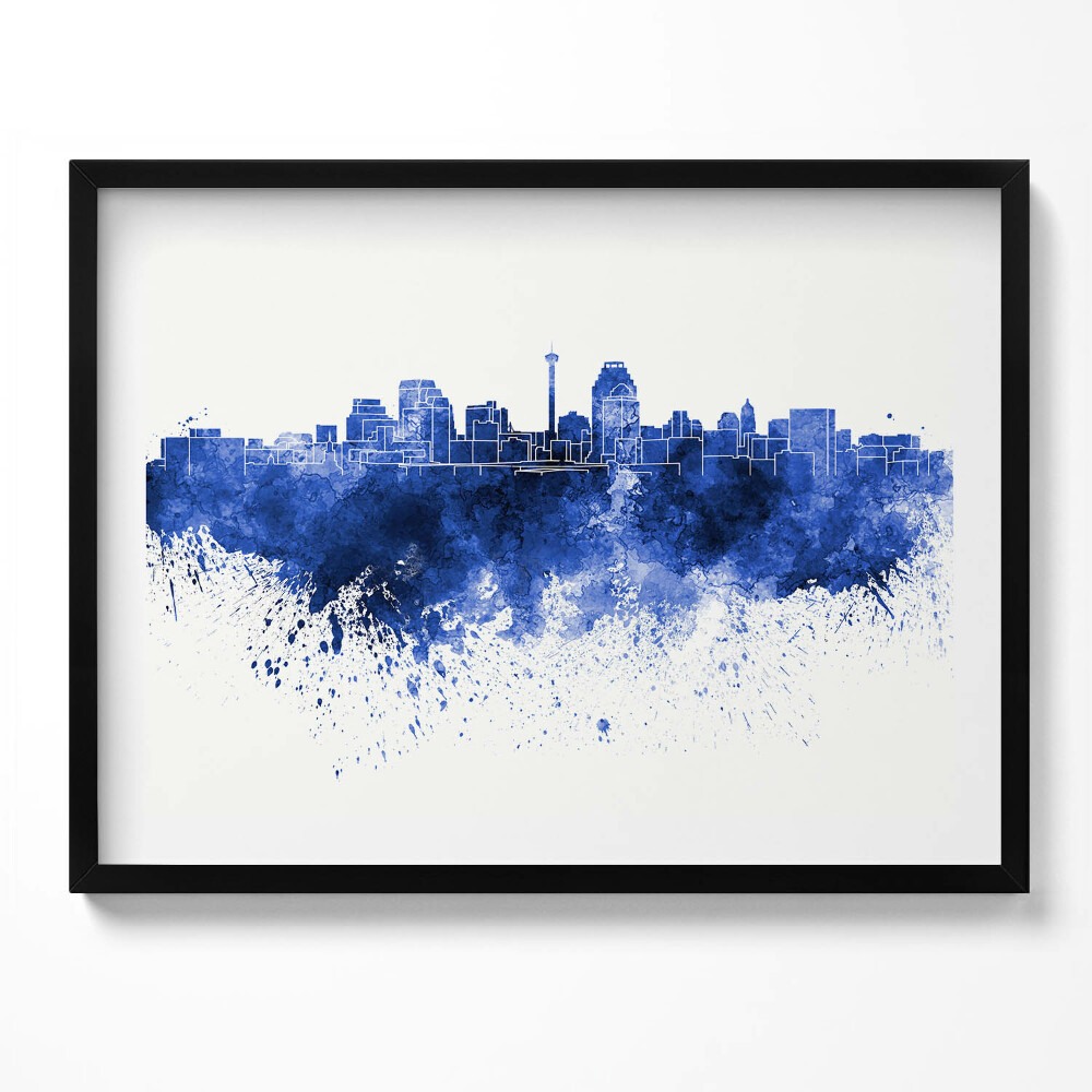 Obraz z ramką Panorama San Antonio akwarele