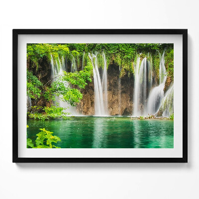 Obraz z ramką Natura - wodospad jezioro i roślinność