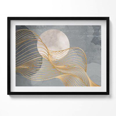 Obraz z ramką Abstrakcyjna ilustracja księżyca ze złotem