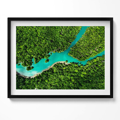 Obraz z ramką Rzeka w tropikalnych lasach z lotu ptaka