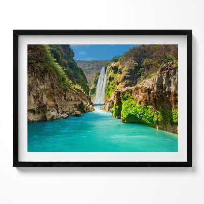 Obraz z ramką Tropikalny wodospad i rzeka