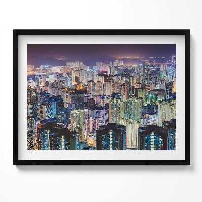 Obraz z ramką Rożswietlone miasto nocą