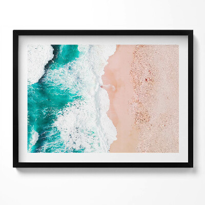 Obraz z ramką Fale morskie na plaży z lotu ptaka