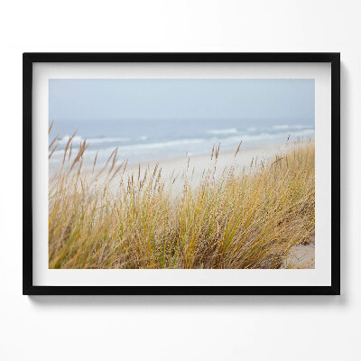 Obraz z ramką Pejzaż nadmorskiej plaży i traw