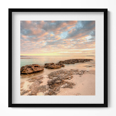 Obraz w drewnianej ramce Pejzaż plaży morza i nieba