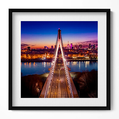 Obraz w drewnianej ramce Most i miasto wieczorem