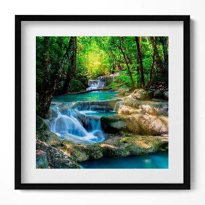 Obraz w drewnianej ramce Turkusowy strumyk w lesie