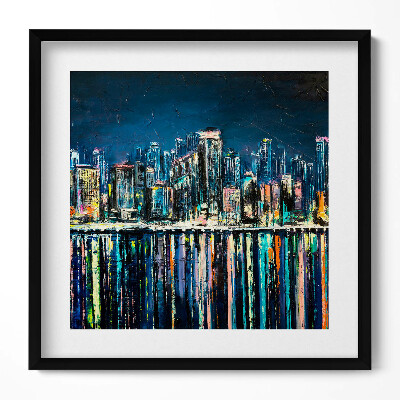 Obraz w drewnianej ramce Kraina kwiatów - fantasy nadmorskiego miasta