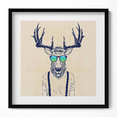 Obraz w drewnianej ramce Abstrakcja jeleń z cechami ludzkimi