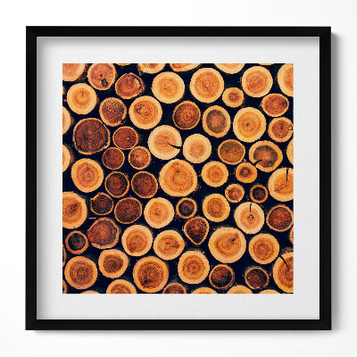 Obraz w drewnianej ramce Drewno, pieńki drzew