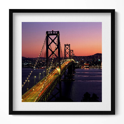 Obraz w drewnianej ramce Most San Francisco i zachód słońca