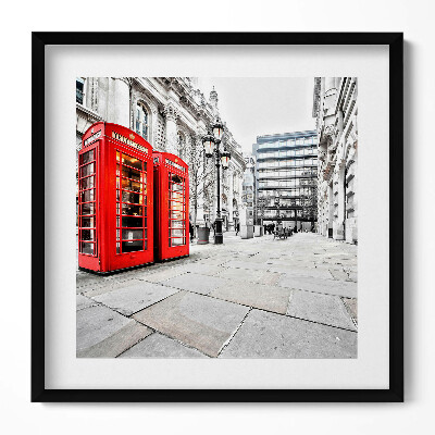 Obraz w drewnianej ramce Czerwone budki telefoniczne Londyn