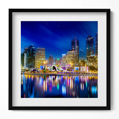 Obraz w drewnianej ramce Pełne kolorów miasto