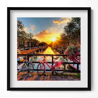 Obraz w drewnianej ramce Wschód słońca nad Amsterdamem