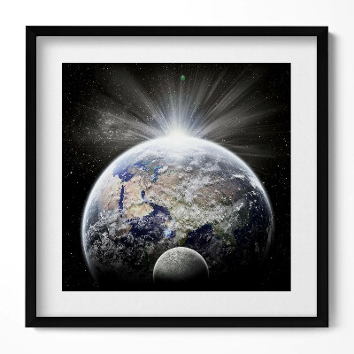 Obraz w drewnianej ramce Widok Ziemi i Księżyca