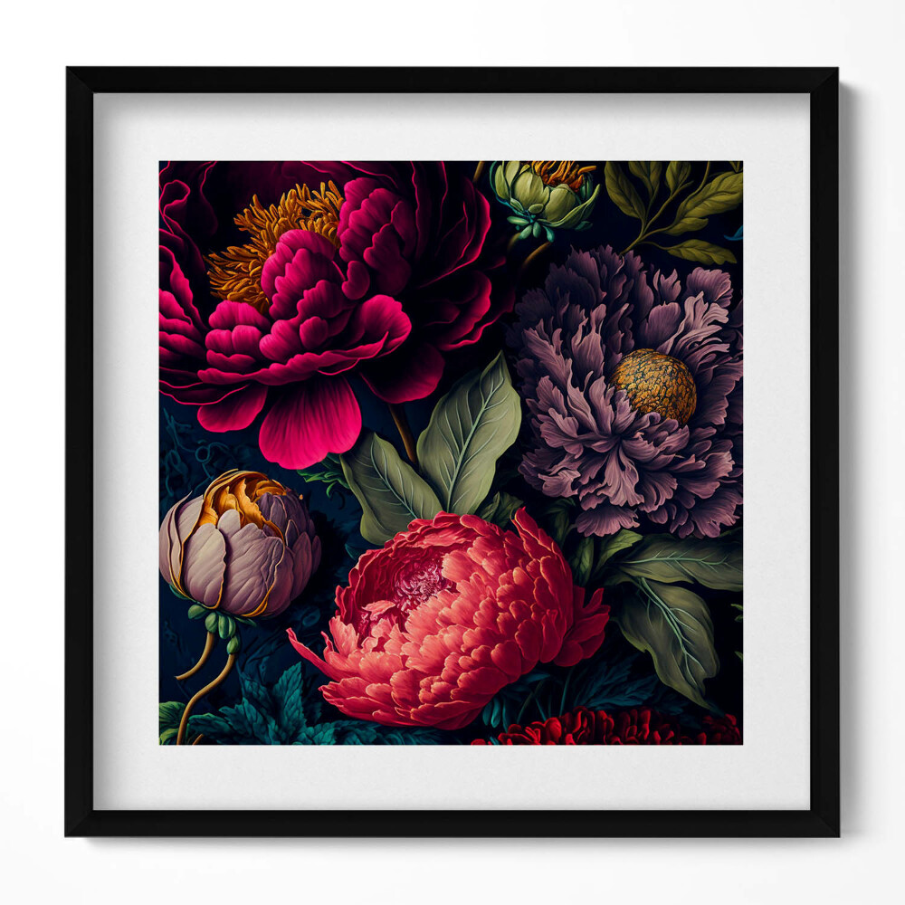 Obraz w drewnianej ramce Vintage bukiet kwiatów botanicznych